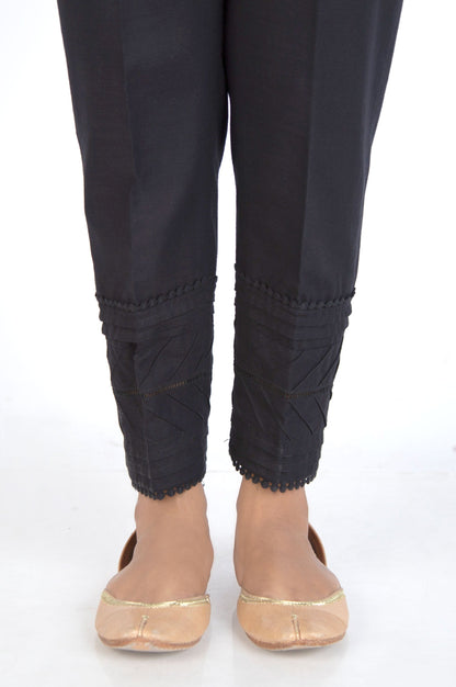 Embellished Khaddar Cigarette Pants - Black
