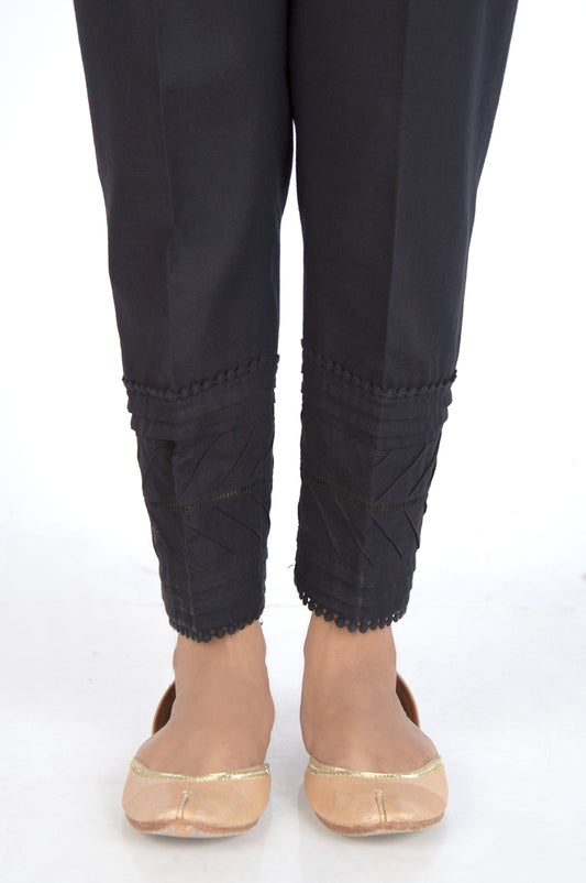 Embellished Khaddar Cigarette Pants - Black