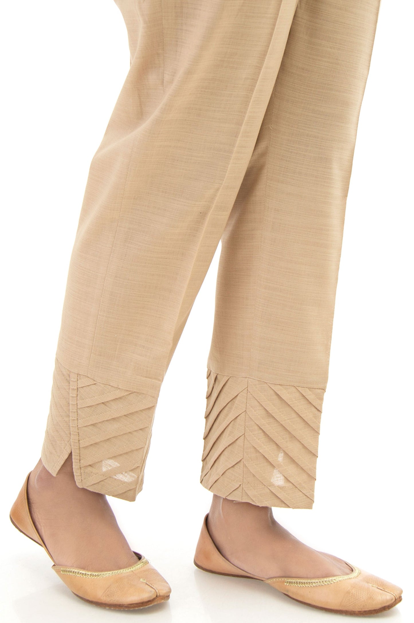 Stylized Khaddar Cigarette Pants - Beige