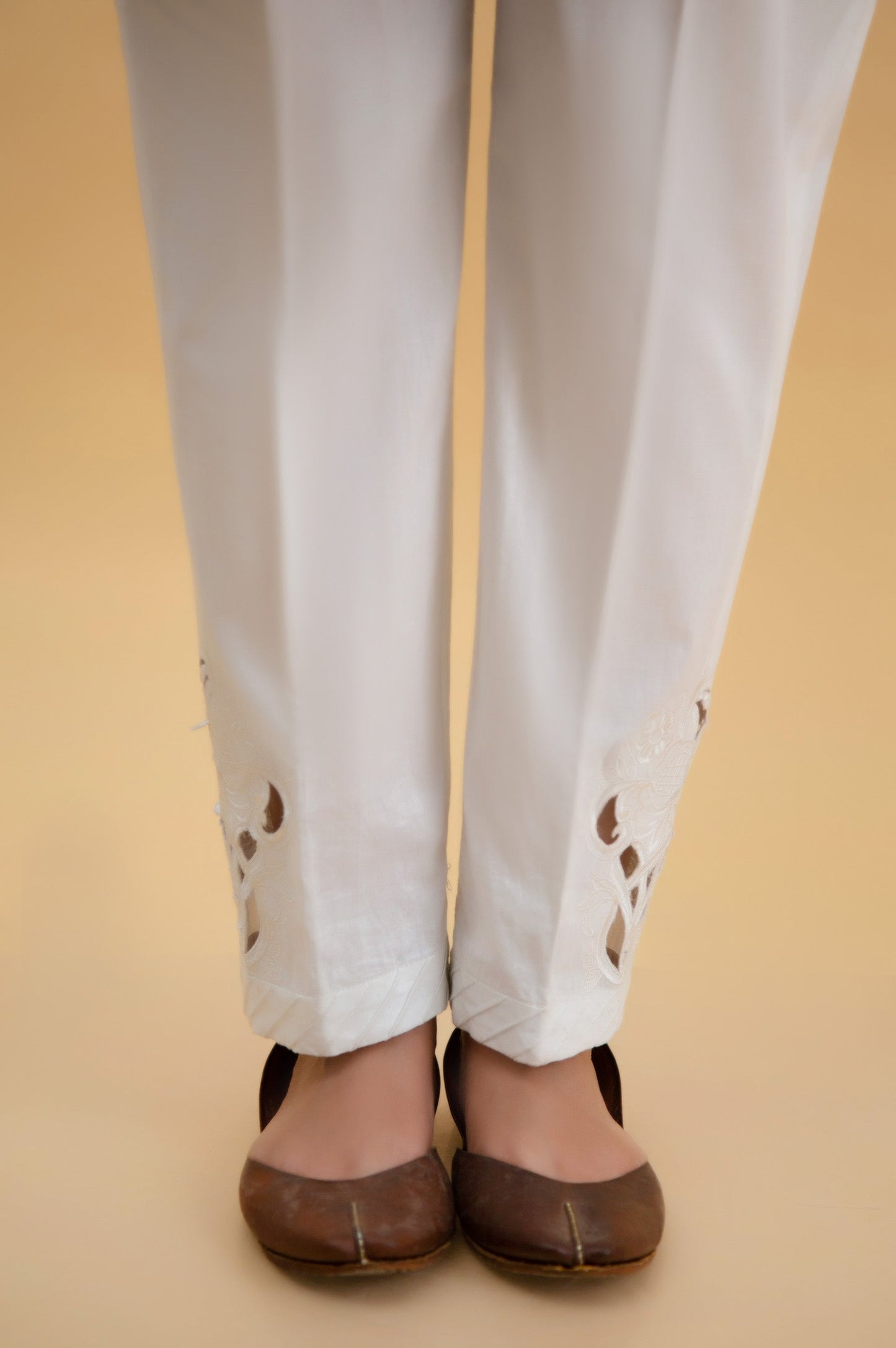 Embroidered Cambric Cigarette Pants