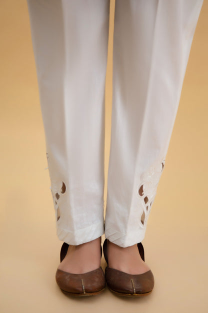 Embroidered Cambric Cigarette Pants