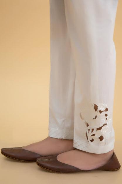 Embroidered Cambric Cigarette Pants
