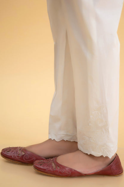 Embroidered Cambric Cigarette Pants