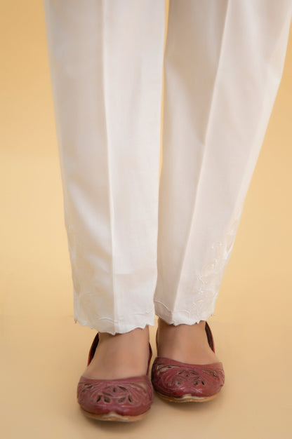 Embroidered Cambric Cigarette Pants