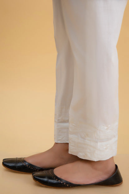 Embroidered Cambric Cigarette Pants