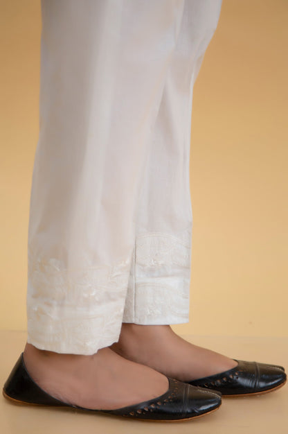 Embroidered Cambric Cigarette Pants