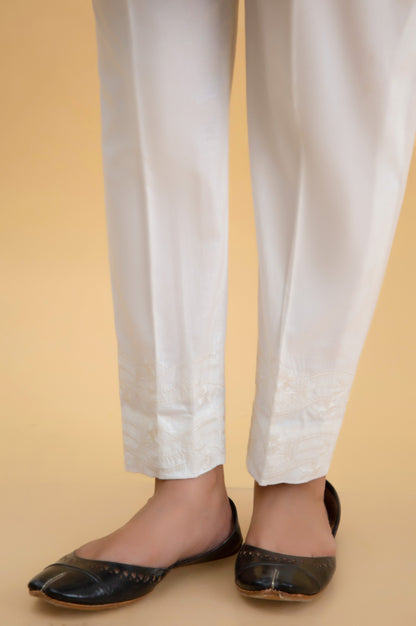 Embroidered Cambric Cigarette Pants
