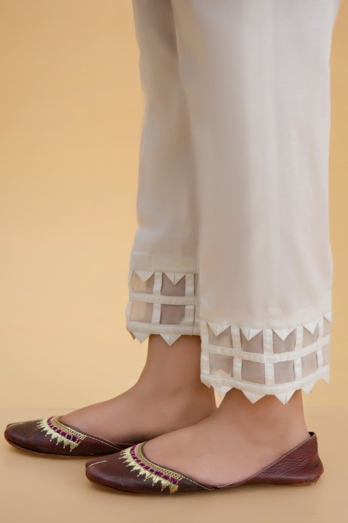 Embroidered Cambric Cigarette Pants