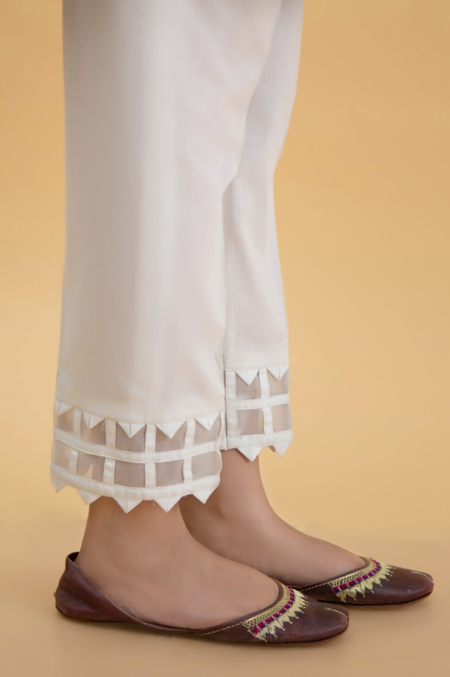 Embroidered Cambric Cigarette Pants