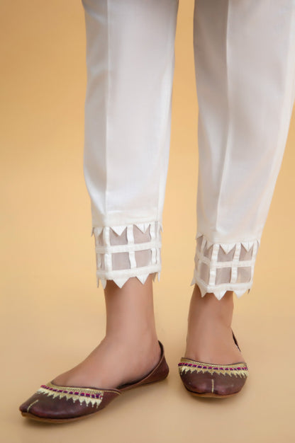 Embroidered Cambric Cigarette Pants