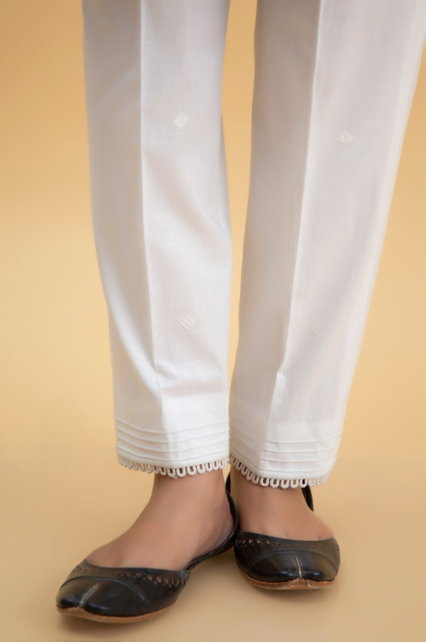Embroidered Cambric Cigarette Pants