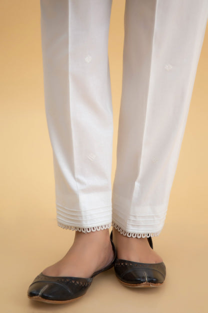 Embroidered Cambric Cigarette Pants