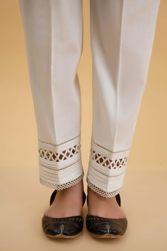 Embroidered Cambric Cigarette Pants