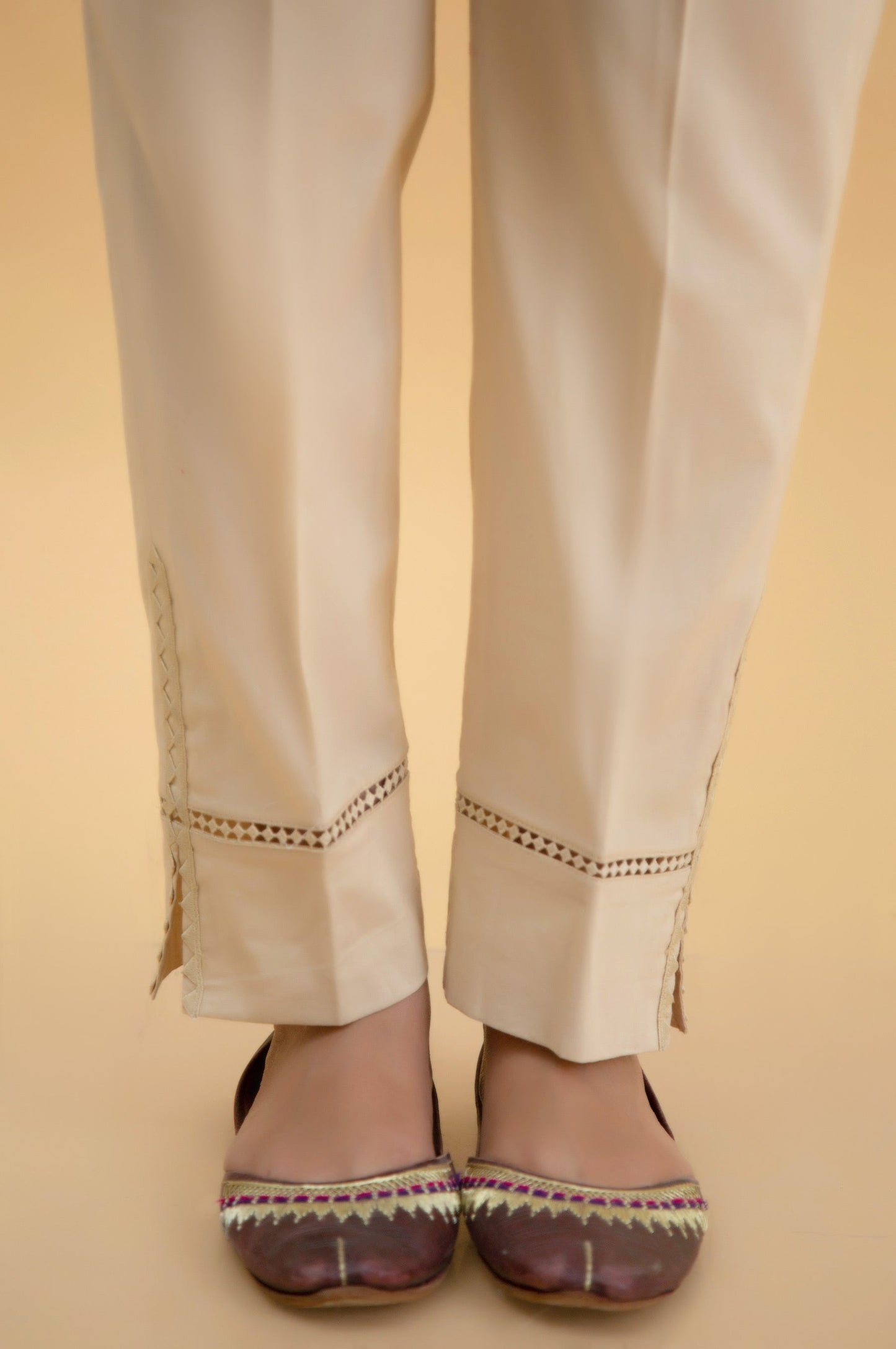 Embroidered Cambric Cigarette Pants