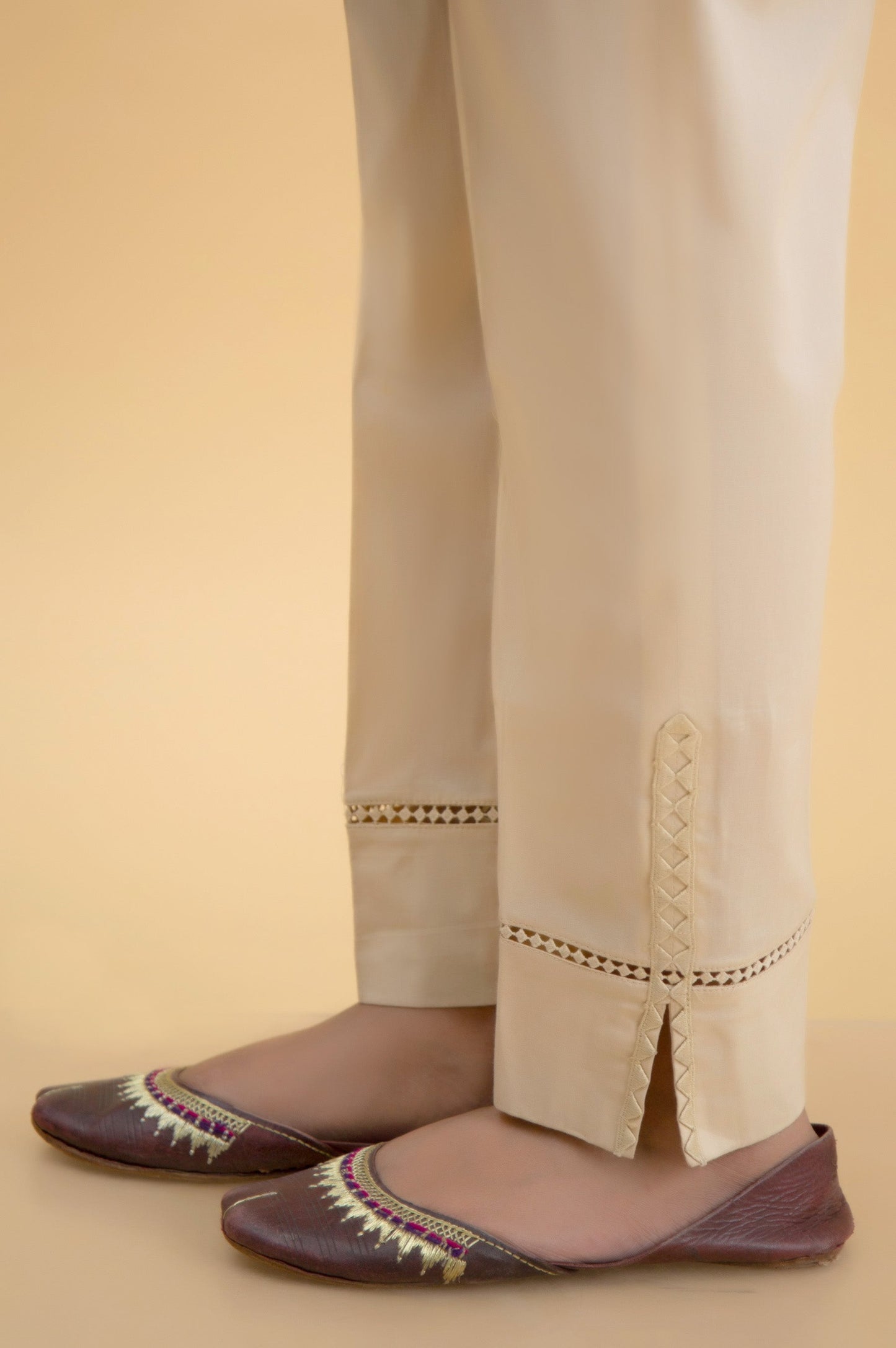 Embroidered Cambric Cigarette Pants