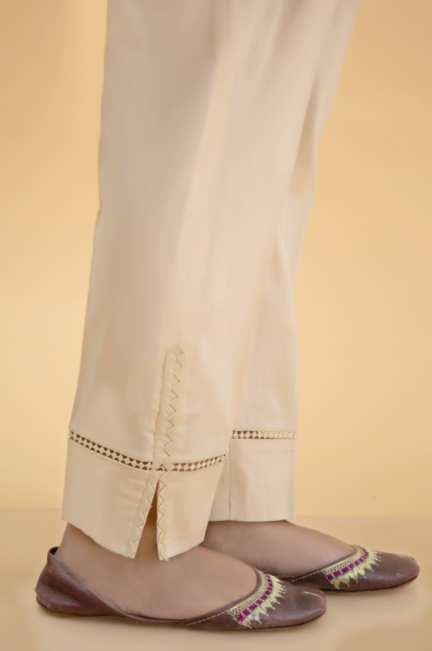 Embroidered Cambric Cigarette Pants