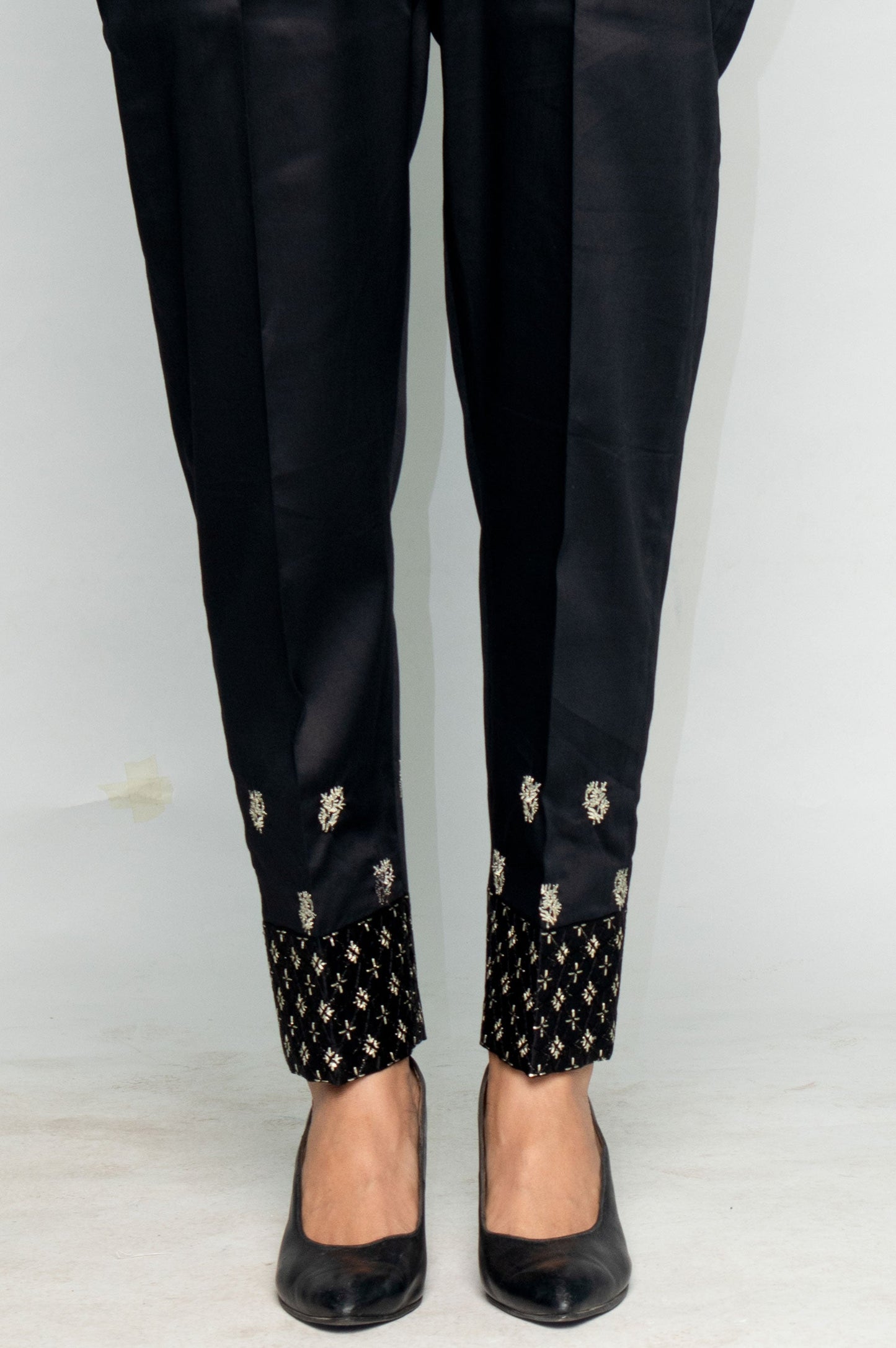 Embroidered Cigarette Pants
