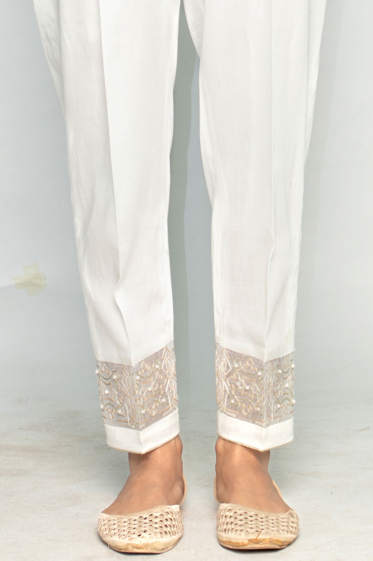 Embroidered Cigarette Pants