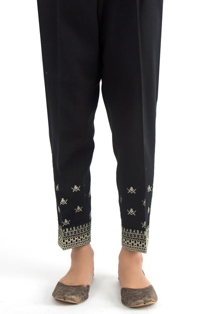 Embroidered Cottel Pants - Black