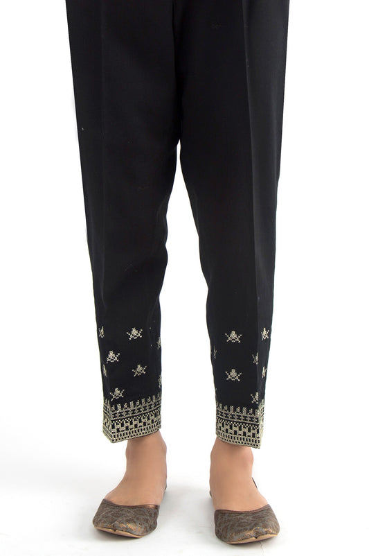 Embroidered Cottel Pants - Black