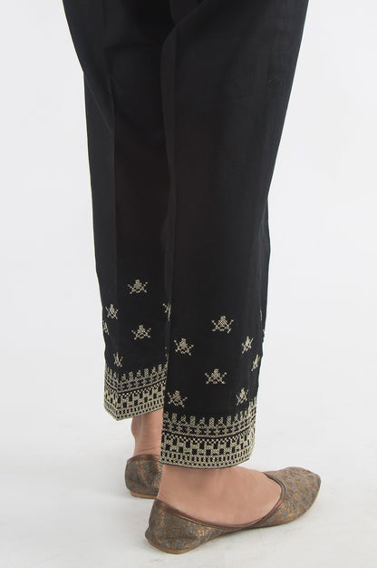 Embroidered Cottel Pants - Black