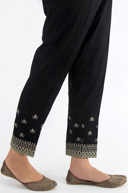Embroidered Cottel Pants - Black