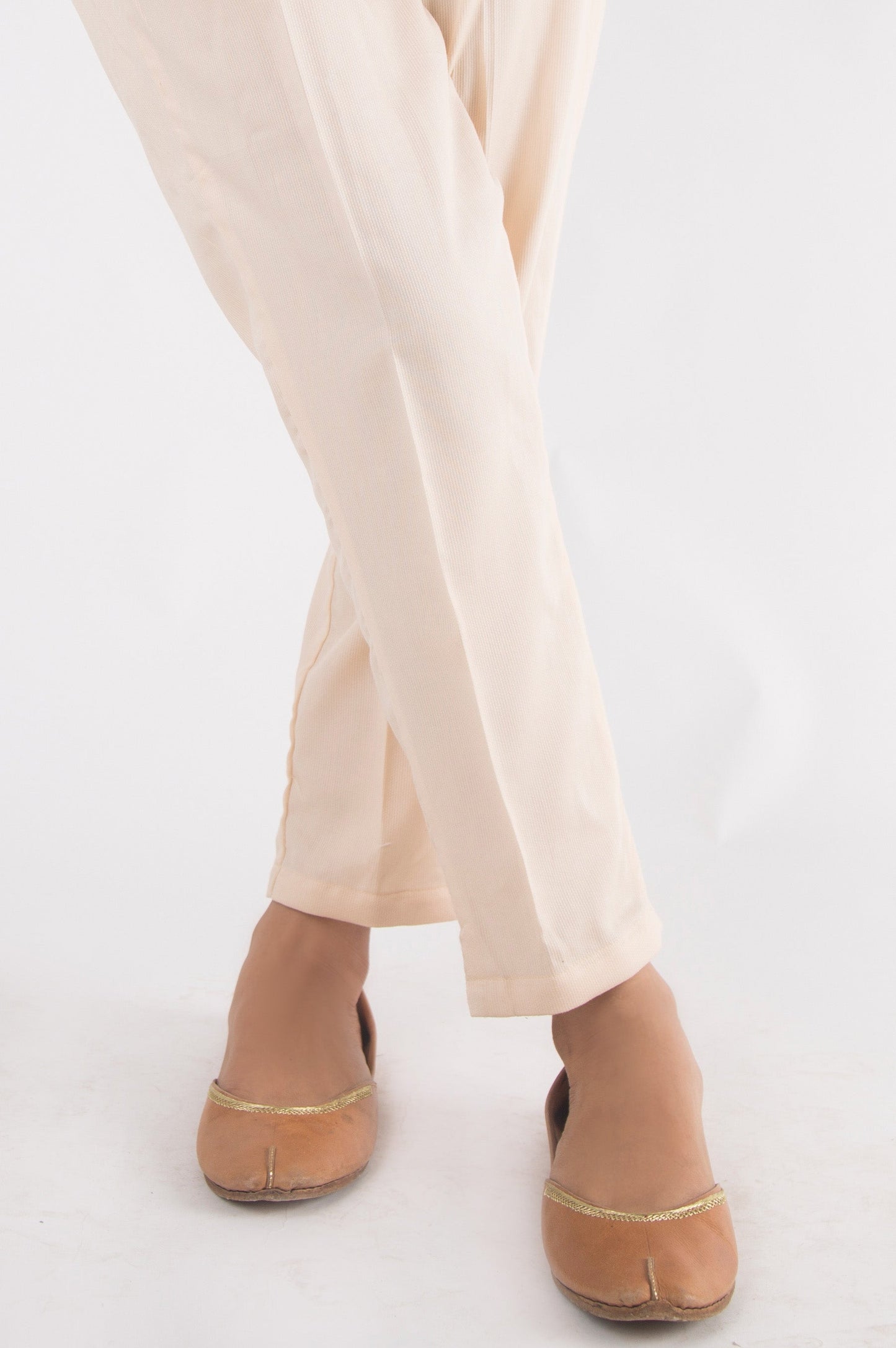 Embellished Cottel Pants - Beige
