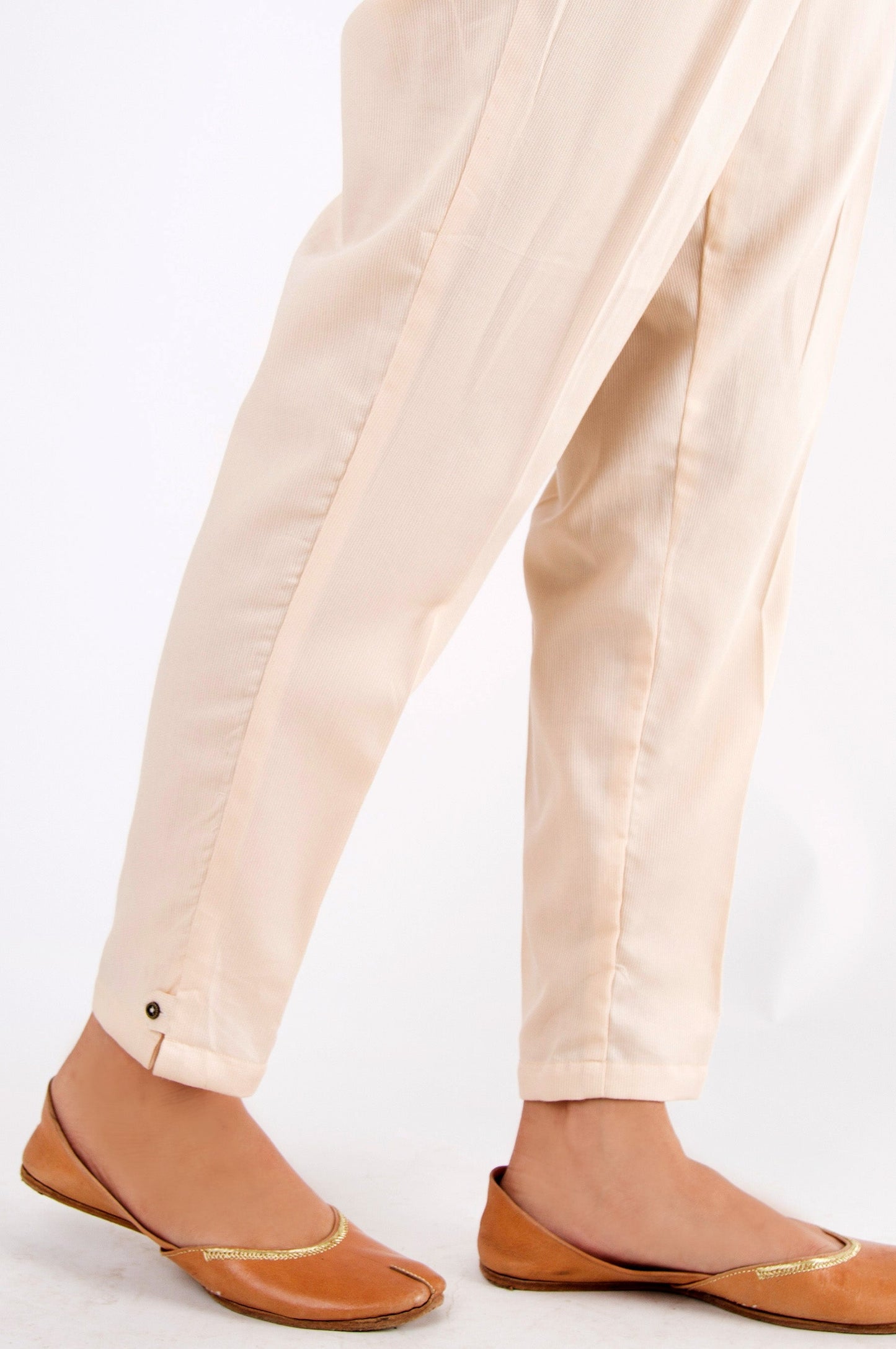 Embellished Cottel Pants - Beige