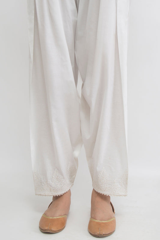 Embroidered Shalwar - White