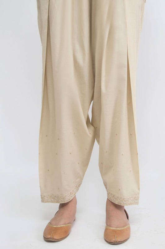 Embroidered Shalwar - Beige