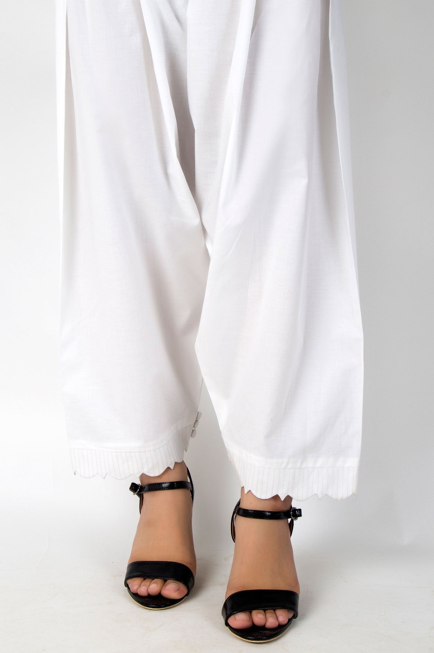 Embellished Cambric Shalwar - White