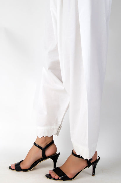 Embellished Cambric Shalwar - White