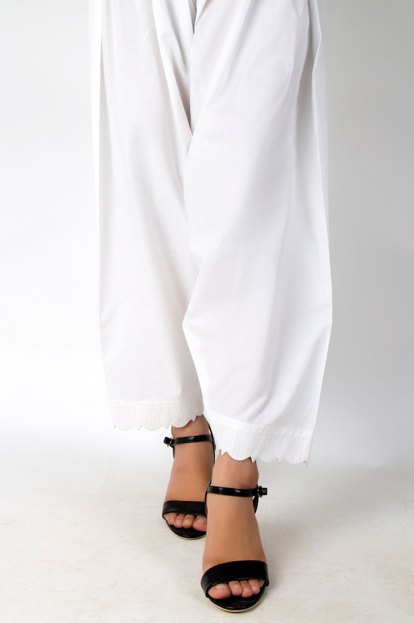 Embellished Cambric Shalwar - White
