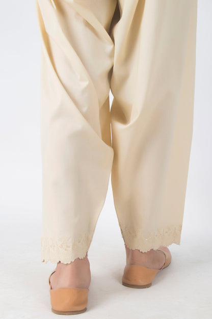 Embroidered Cambric Shalwar - Beige