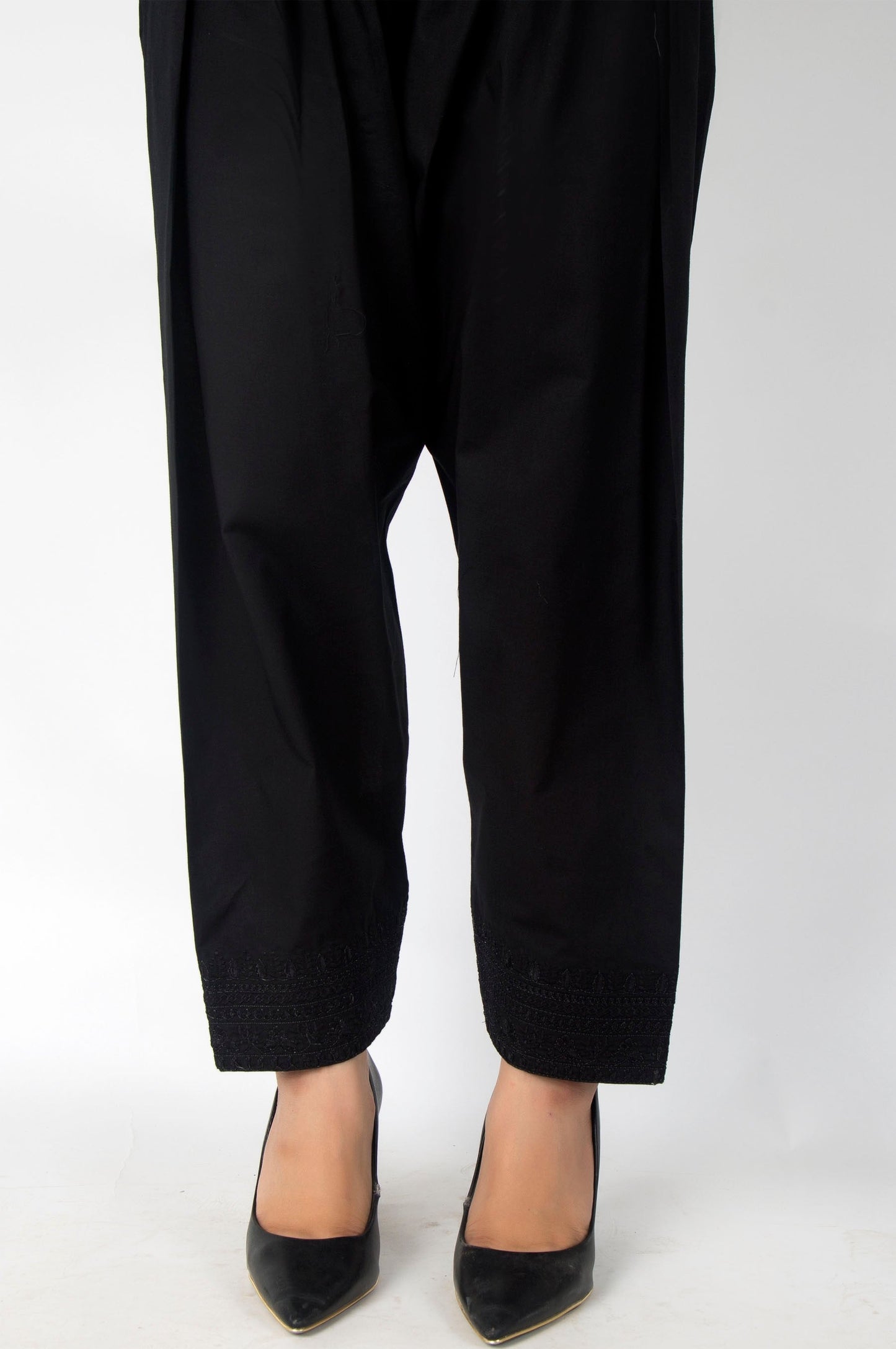 Embroidered Cambric Shalwar - Black