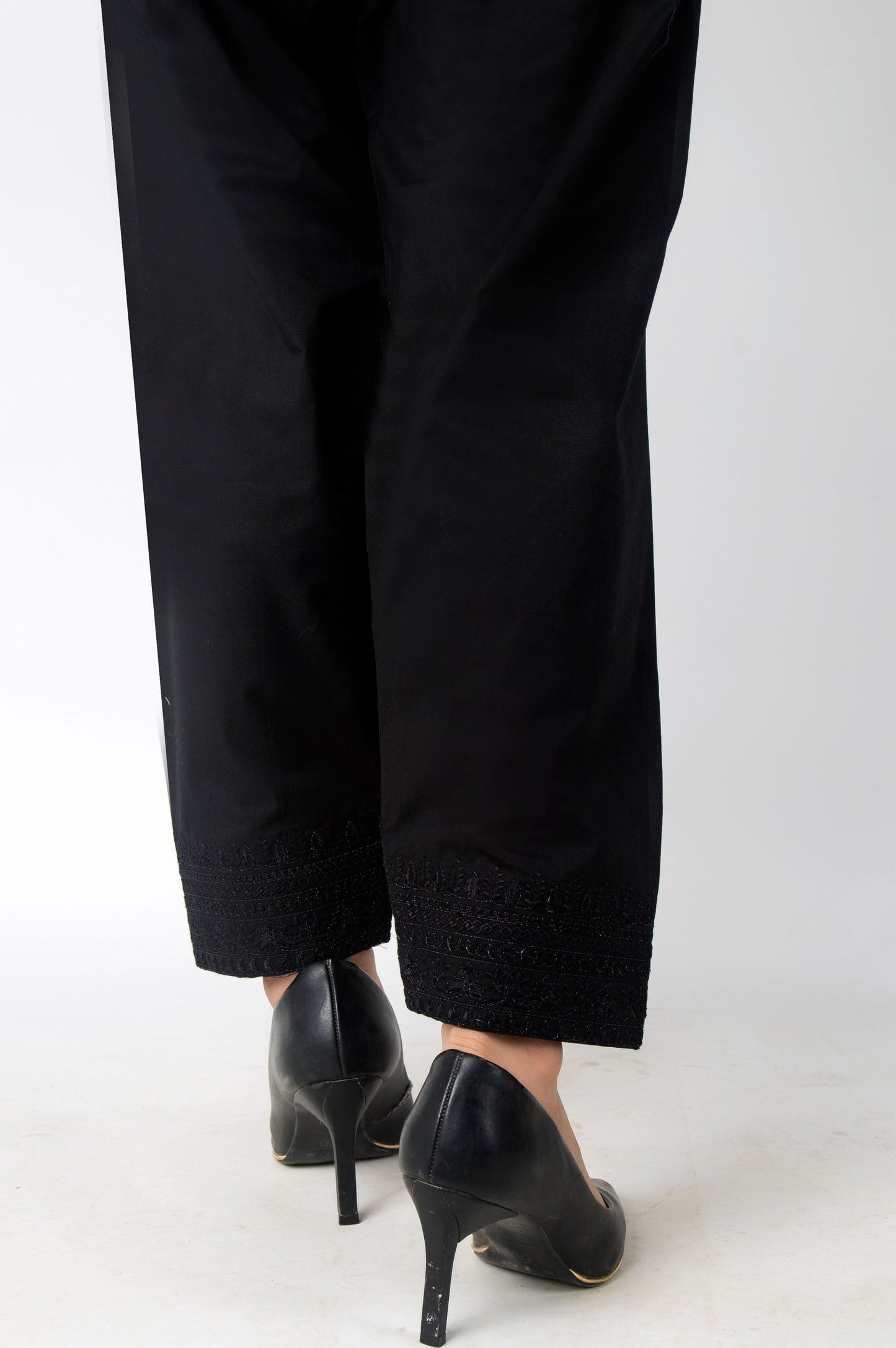 Embroidered Cambric Shalwar - Black