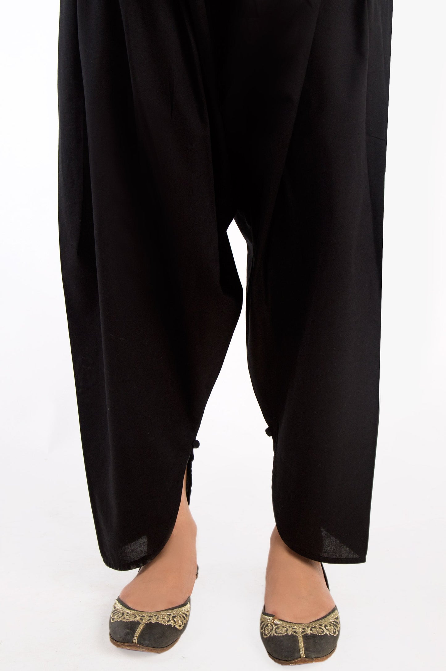 Embellished Cambric Shalwar - Black