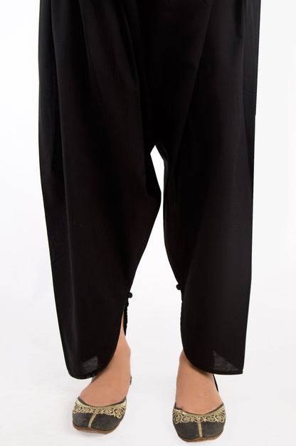 Embellished Cambric Shalwar - Black