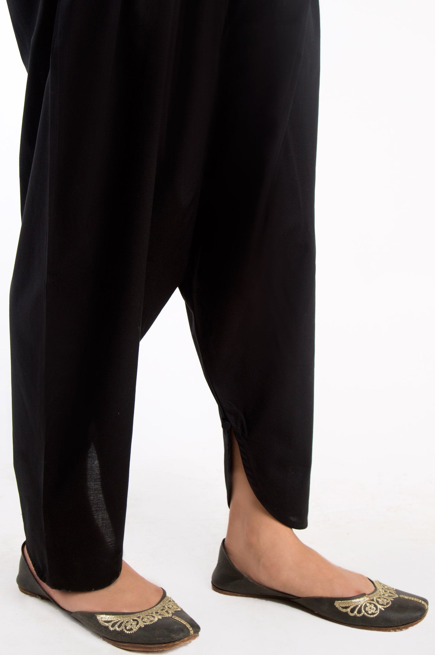 Embellished Cambric Shalwar - Black