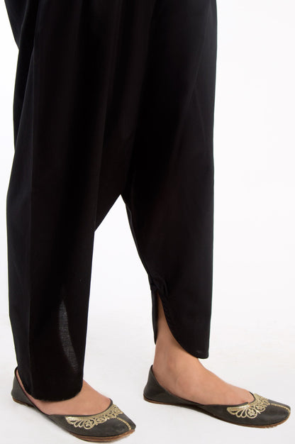 Embellished Cambric Shalwar - Black