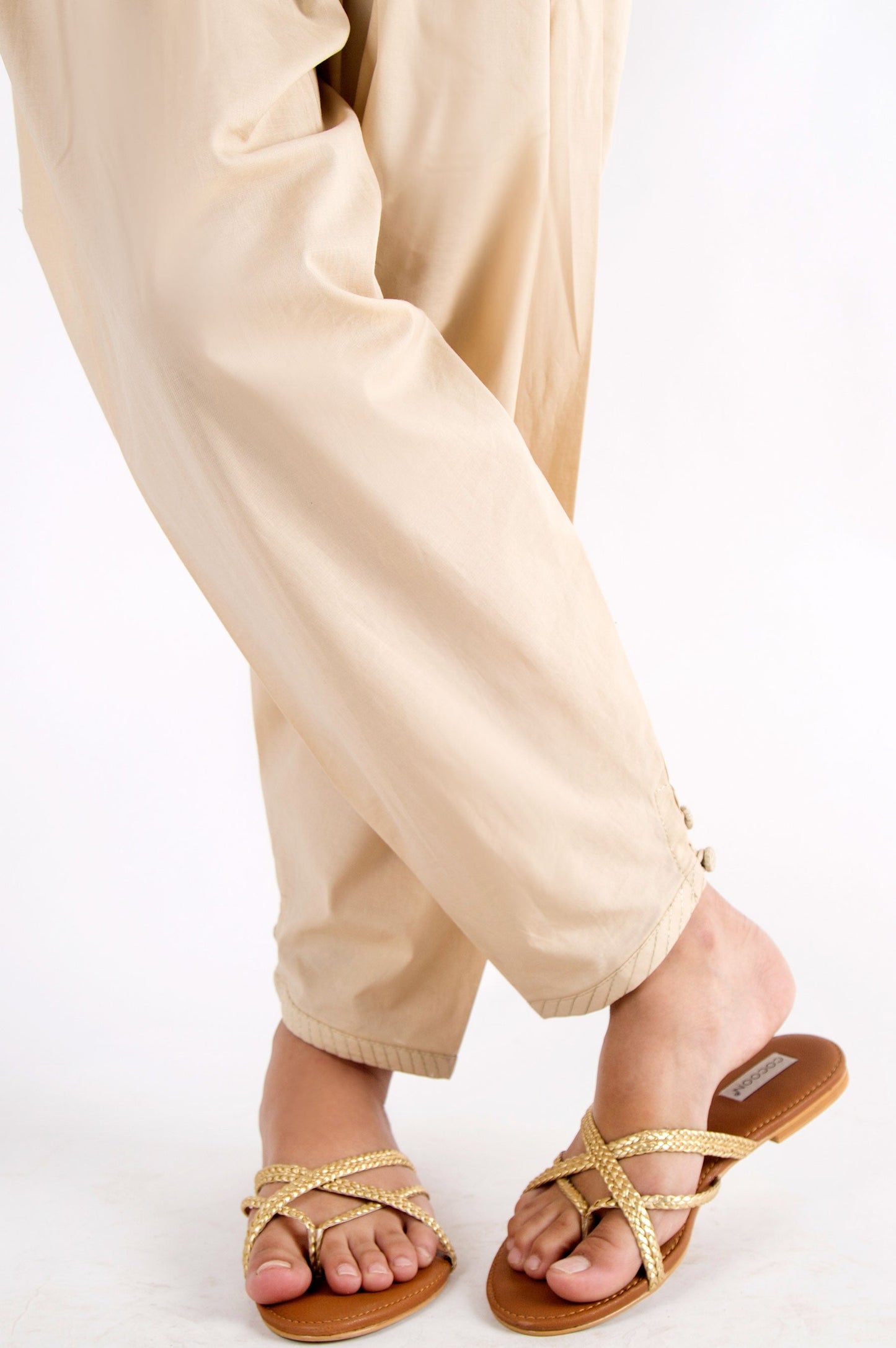 Embellished Cambric Shalwar - Beige