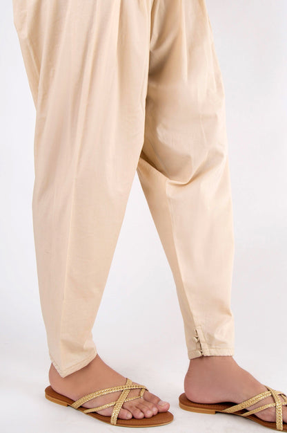 Embellished Cambric Shalwar - Beige