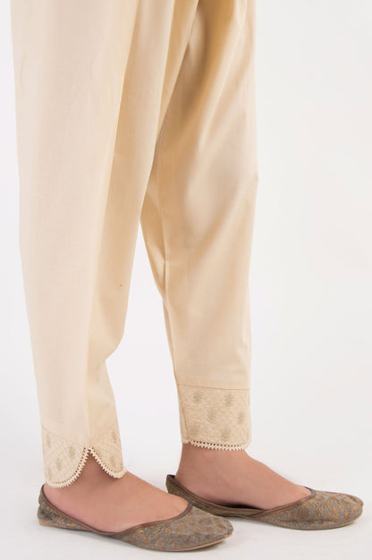 Embroidered Cambric Shalwar - Beige