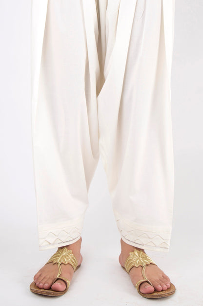 Embellished Cambric Shalwar - Off-White