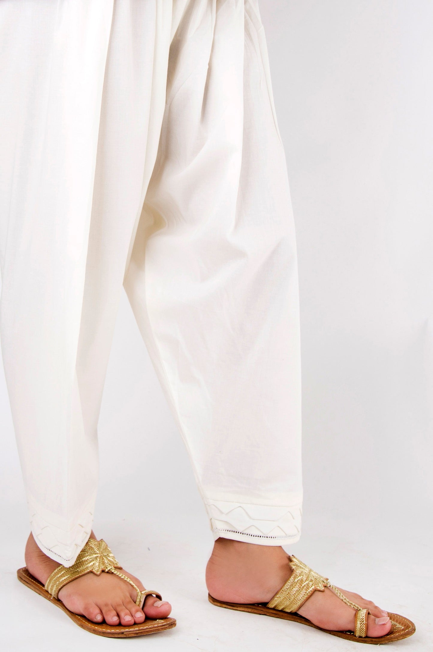 Embellished Cambric Shalwar - Off-White