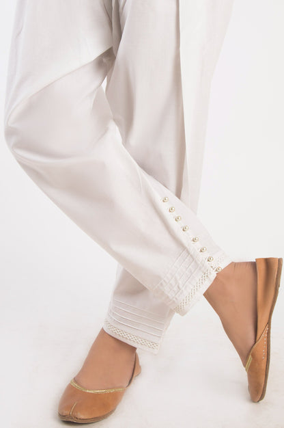 Embroidered Shalwar  - White