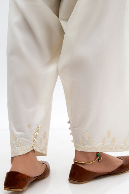 Embroidered Shalwar  - Off-White