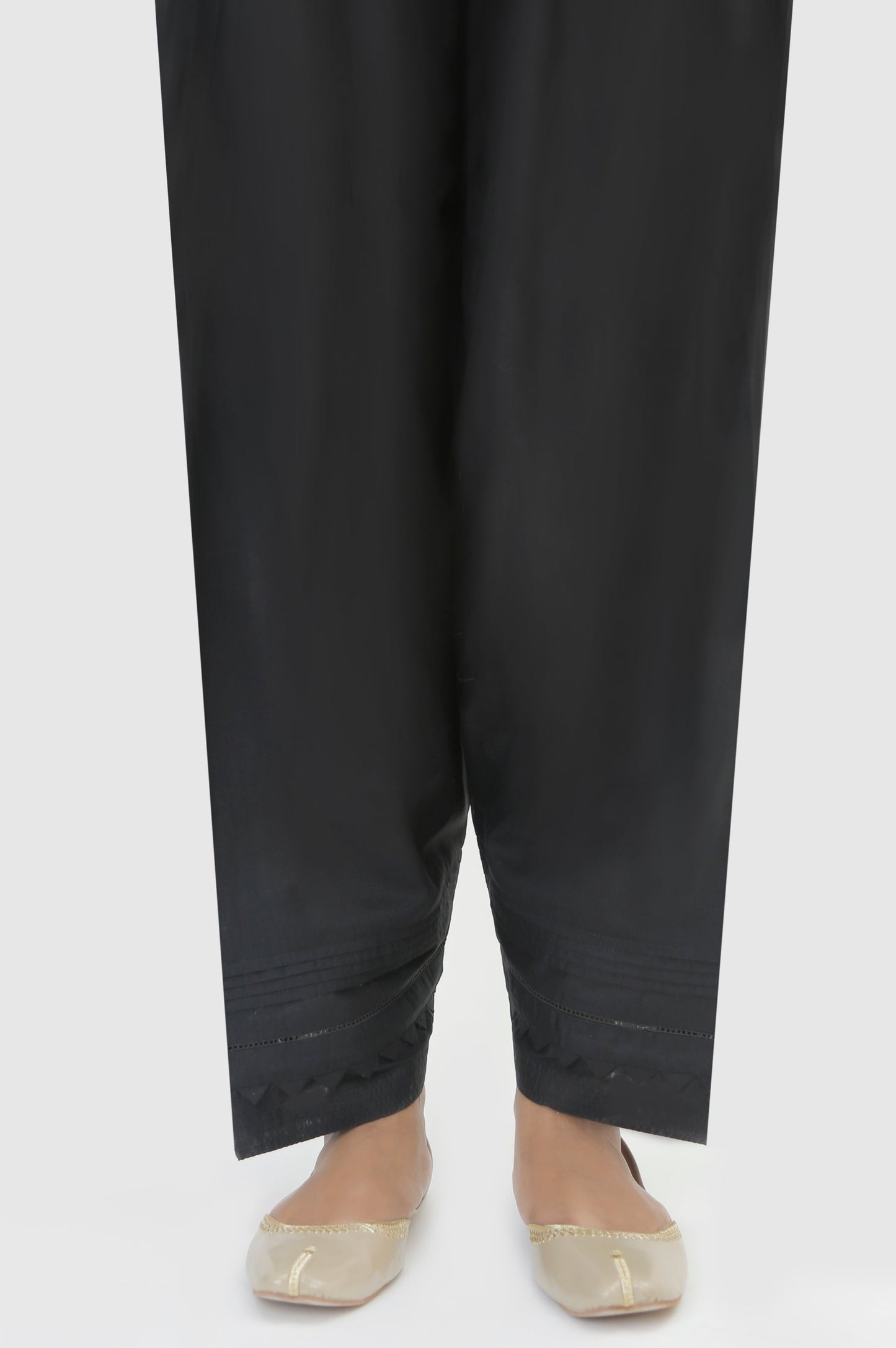 Embellished Cambric Shalwar - Black