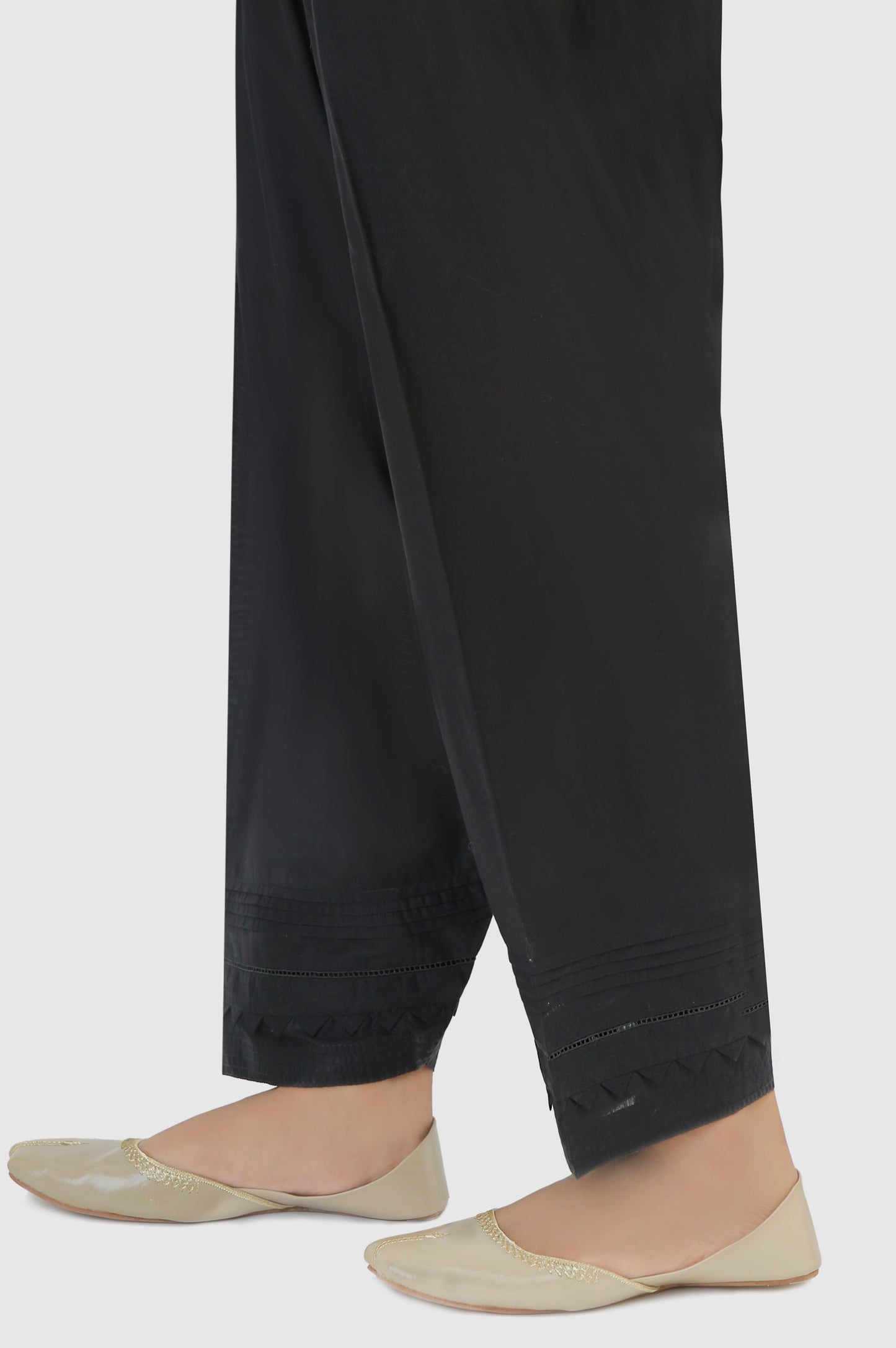 Embellished Cambric Shalwar - Black