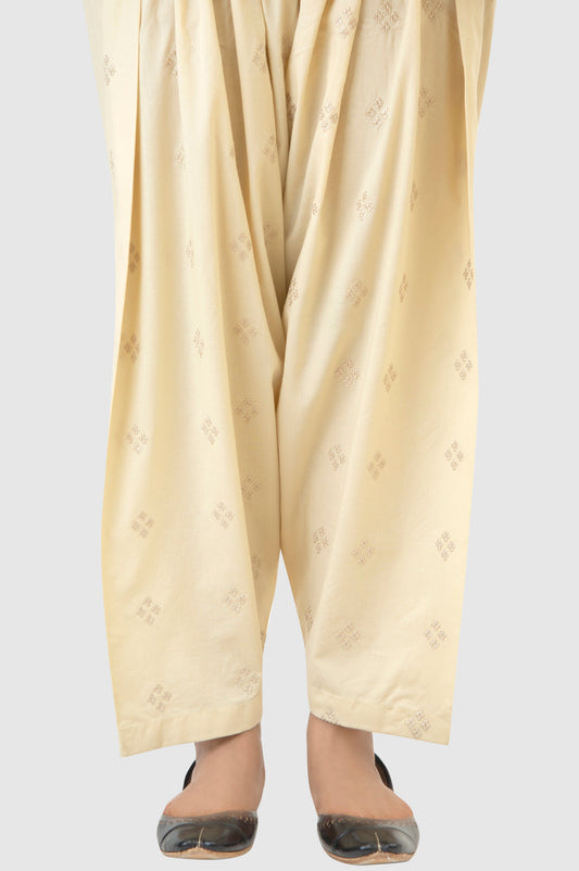 Embroidered Cambric Shalwar - Sand Beige